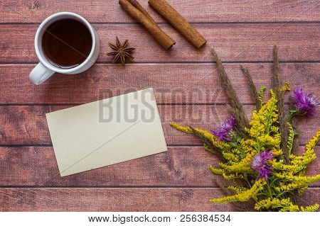 Cup Of Coffee And A Cozy Autumn Composition, Autumn Concept. Fla