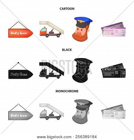 Vector Design Of Airport And Airplane Sign. Set Of Airport And Plane Vector Icon For Stock.