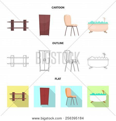 Vector Design Of Furniture And Apartment Logo. Set Of Furniture And Home Vector Icon For Stock.
