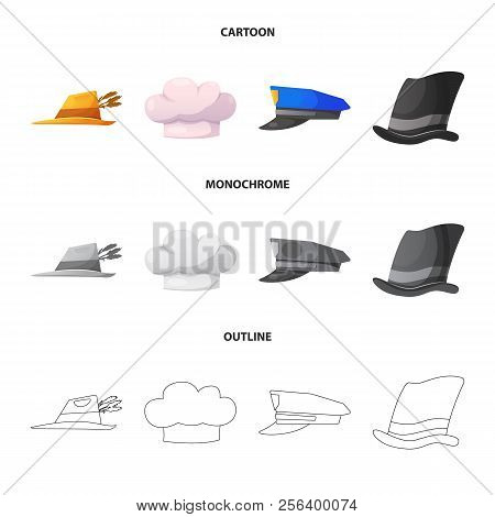 Vector Illustration Of Headwear And Cap Symbol. Collection Of Headwear And Accessory Vector Icon For