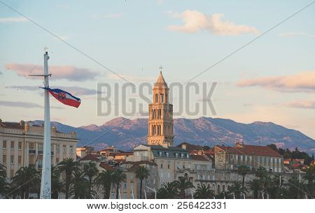 View Of The Diocletian's Palace And Promenade In Split.