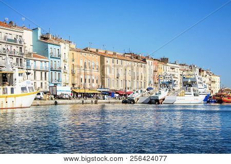 Sete, France - September 03, 2014: Colorful Houses In Sete - Fascinating Small Town On The French Me