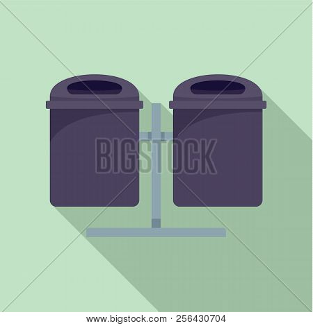 Double Trash Can Icon. Flat Illustration Of Double Trash Can Vector Icon For Web Design