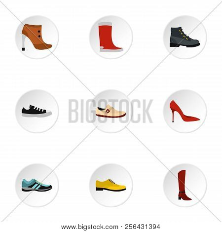 Footgear Icons Set. Flat Illustration Of 9 Footgear Icons For Web