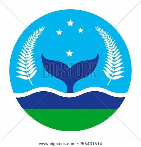 Vector Illustration Of Whale Tail With Silver Fern Leaves And Southern Cross, Which Iare A Tradition