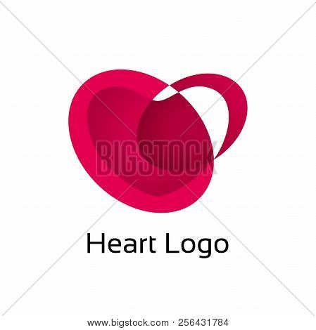 Logo Of Red Heart Made Of Abstract Geometric Shapes