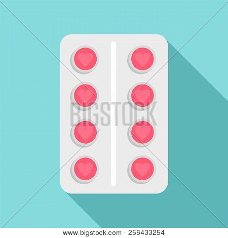 Contraception Pill Pack Icon. Flat Illustration Of Contraception Pill Pack Vector Icon For Web Desig