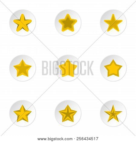 Five-pointed Star Icons Set. Flat Illustration Of 9 Five-pointed Star Icons For Web