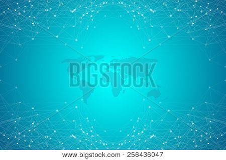 Abstract Plexus Background With Connected Lines And Dots. Plexus Geometric Effect. Big Data Complex 