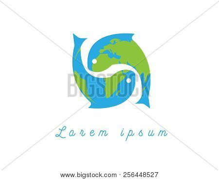 Globe Fish Logo - White Background Illustartion Design