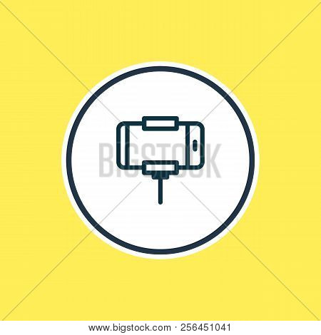 Vector Illustration Of Selfie Stick Icon Line. Beautiful Smartphone Element Also Can Be Used As Phon