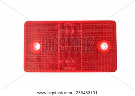 Retroreflector On White Background. Reflecting Light Cataphote.