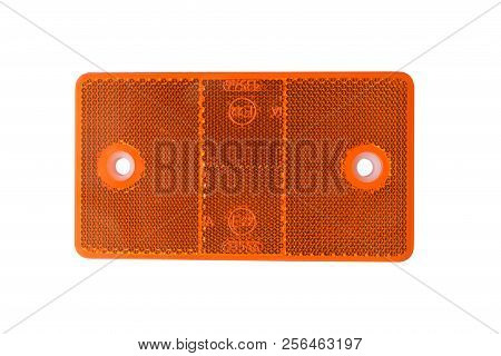 Retroreflector On White Background. Reflecting Light Cataphote.