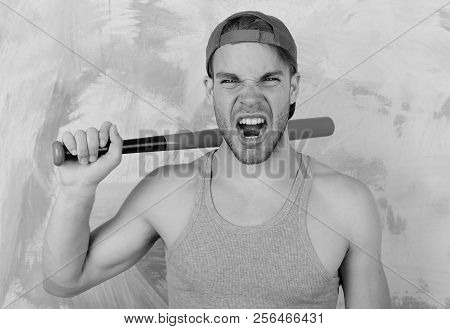 Player With Wild Rawring Face Plays Baseball