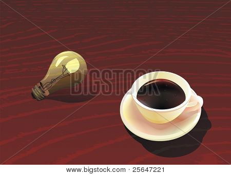 Kopje koffie op houten tafel