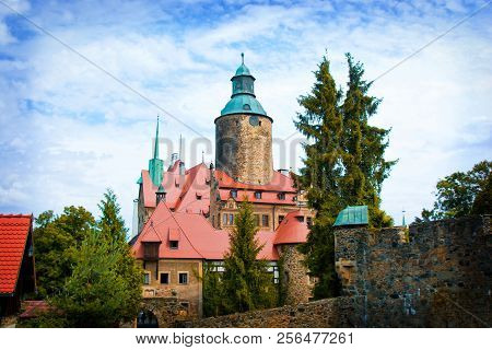 Czocha Castle In Poland. Medieval Architecture Picture.