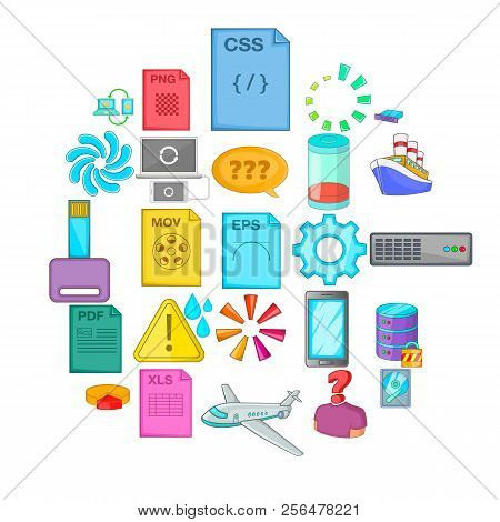 Computing Icons Set. Cartoon Set Of 25 Computing Vector Icons For Web Isolated On White Background