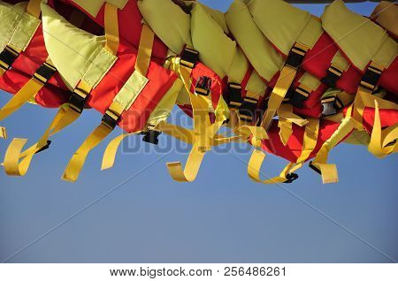 Life Vests On A Boat, Life Jackets In A Boat