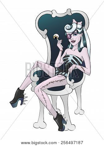 Zombie Pinup Girl . Vector Illustration Of A Sexy Zombie Pinup Girl
