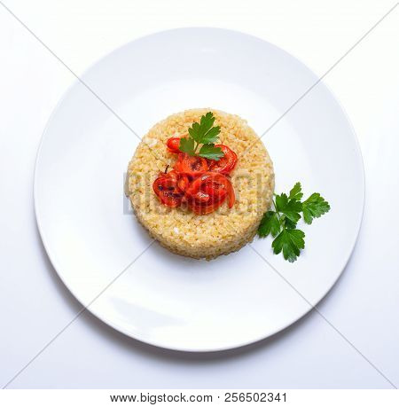 Homemade Bulgur Or Burghul On White Plate