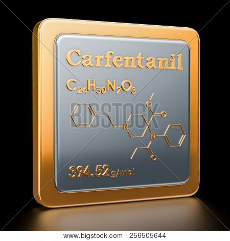 Carfentanil Or Carfentanyl. Icon, Chemical Formula, Molecular Structure. 3d Rendering