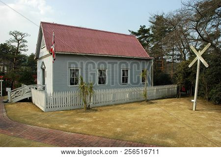 Inuyama, Japan-23 Apr, 2018: An Ancient Building Of The Meiji Museum Dynasty Of Japan About 150 Year