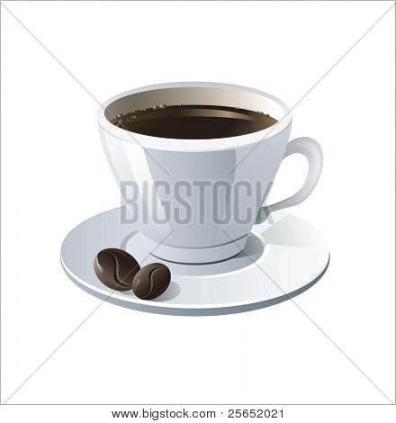 ถ้วยกาแฟบนพื้นสีขาว