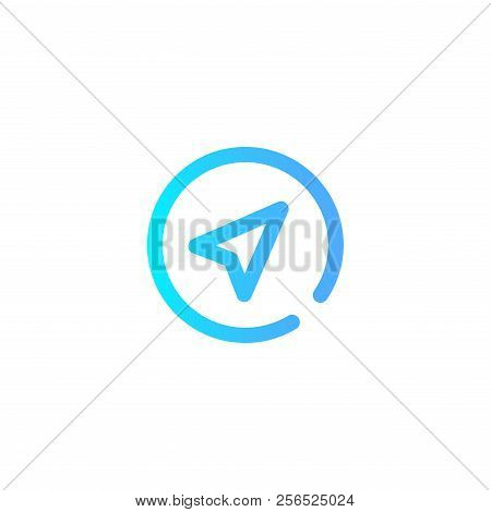 Compass Orienteering Vector Line Icon Isolated On White Background. Compass Showing Direction Line I