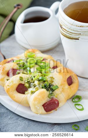 Green Onion And Hot Dog Bun, Savory Pastry