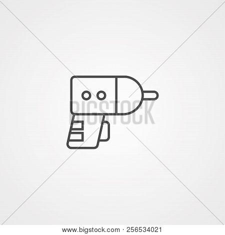 Manual Electric Driller Line Icon, Outline Vector Sign, Linear Style Pictogram Isolated On White. Ha
