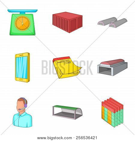 Depository Icons Set. Cartoon Set Of 9 Depository Icons For Web Isolated On White Background