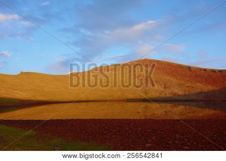 Colorful And Breathtaking View At The Top Of Azhdahak Volcano With A Turquoise Lake Hidden Inside In
