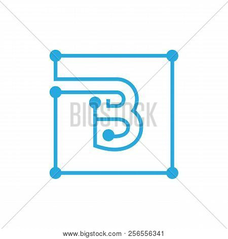 Initial Letter B Blockchain Logo Square Outline Stroke