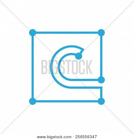 Initial Letter C Blockchain Logo Square Outline Stroke