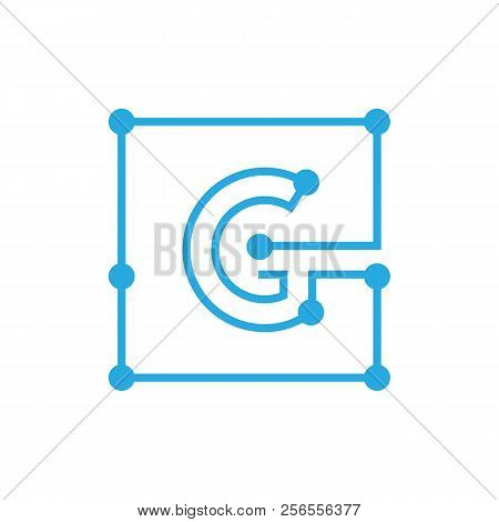 Initial Letter G Blockchain Logo Square Outline Stroke