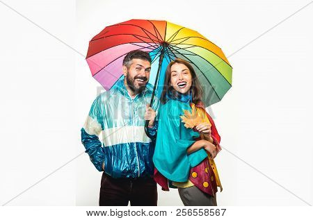 I Love You Very Much. Autumn Dress. Happy Loving Couple. Place For Your Text. Autumn Clothing And Co