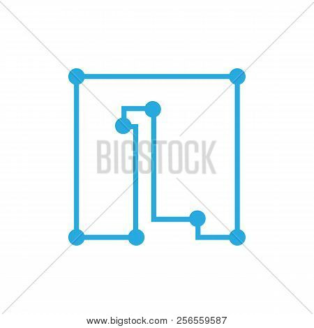 Initial Letter L Blockchain Logo Square Outline Stroke