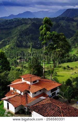 SALENTO, COLOMBIA, AUGUST 17, 2018: Street scene in Salento, Colombia, South America 