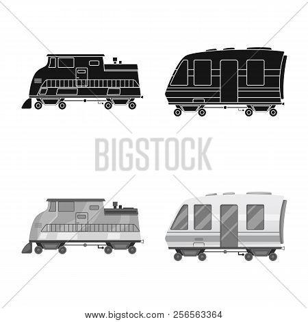 Isolated Object Of Train And Station Icon. Collection Of Train And Ticket Stock Symbol For Web.
