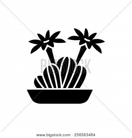 Vector Illustration Of Blooming Echinopsis Cactus In The Pot. Desert Plant For Terrarium And Rock Ga