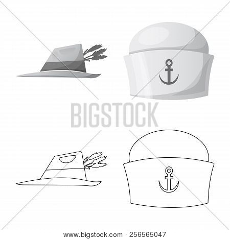Vector Illustration Of Headwear And Cap Sign. Collection Of Headwear And Accessory Vector Icon For S