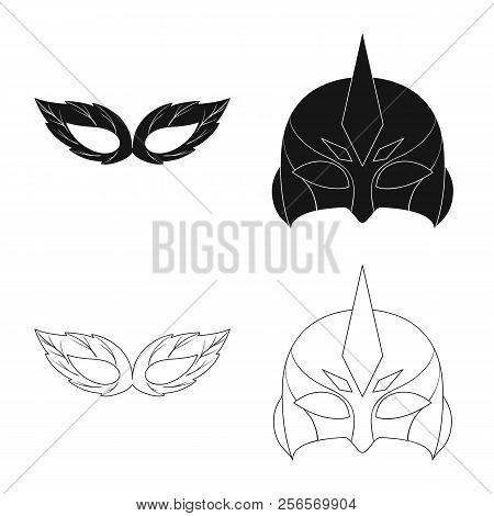 Vector Illustration Of Hero And Mask Symbol. Set Of Hero And Superhero Vector Icon For Stock.