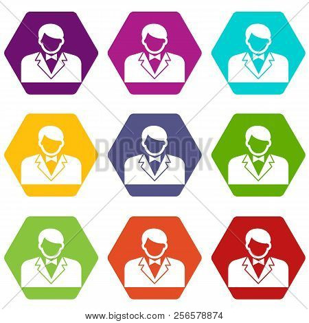 Croupier Icons 9 Set Coloful Isolated On White For Web