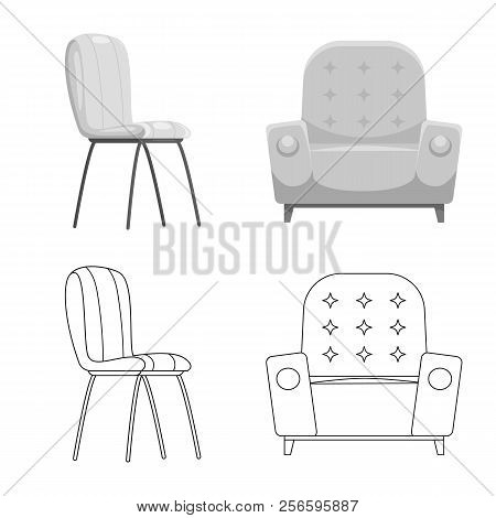 Vector Design Of Furniture And Apartment Symbol. Collection Of Furniture And Home Stock Symbol For W