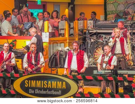 Munich, Germany - 23 September 2013. Oktoberfest. In The Tent Hippodrom Acts Octoberfestband Simmisa