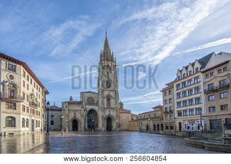 Lastres, Asturias, Spain: January 2016: Old Stone Architecture And Tower Clock  In Lastres, Sailor C