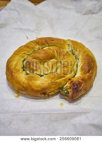 A Traditional Spanakotiropita, Spinach And Feta Pie.