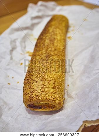 A Traditional Turkish Borek. Crispy Pastry With Feta Cheese.