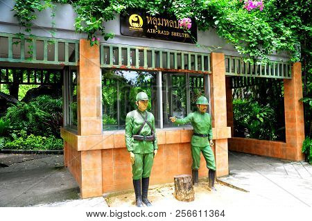Bangkok, Thailand - August 10, 2018: Air-raid Shelter  At The Dusit Zoo. Dusit Zoo Will Closing Cere
