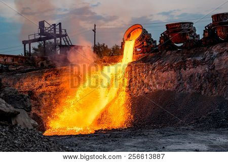 Domestic Slag Discharge At The Iron Foundry, Industrial Landscape